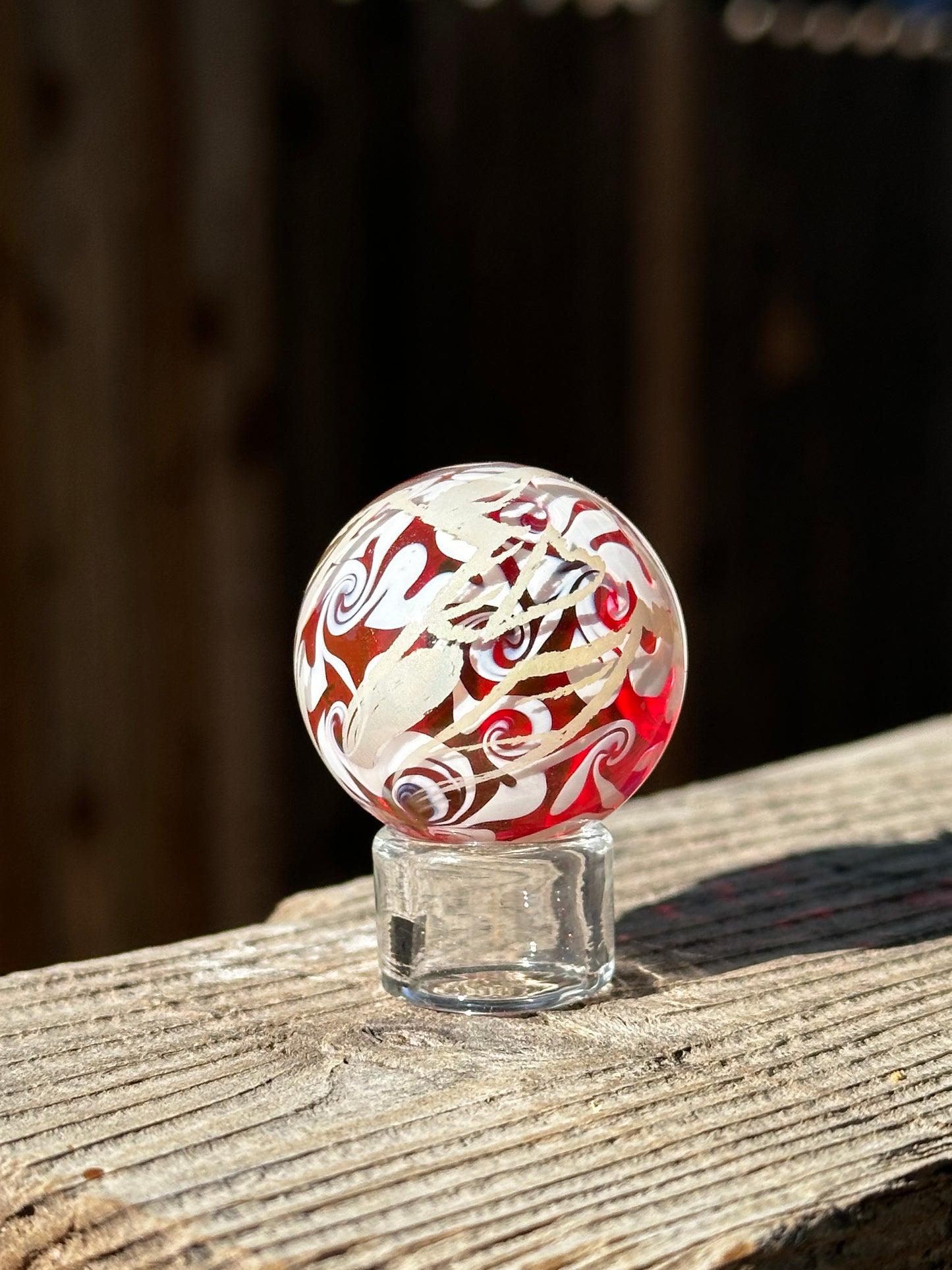 Gold Ruby Squiggle/Scratch Marble