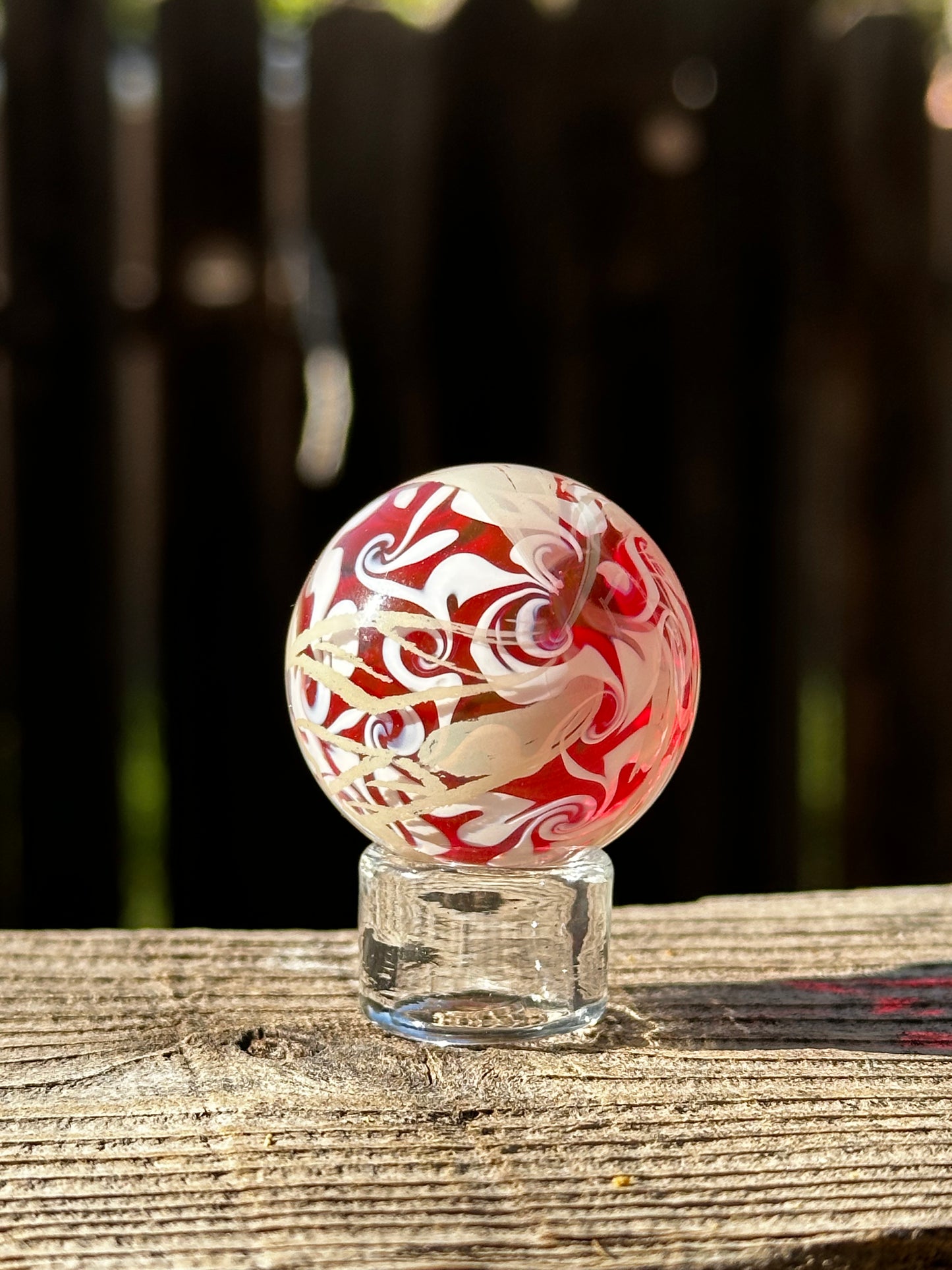 Gold Ruby Squiggle/Scratch Marble